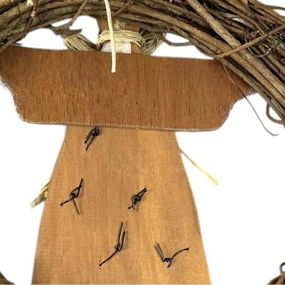 SOLD ! Angel Grapevine Wreath Americana Hand Made Primitive Patriotic  America - Picture 4 of 16